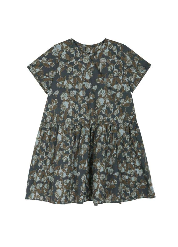 صورة BLUE / GRAY FLORAL PRINTED DRESS 
