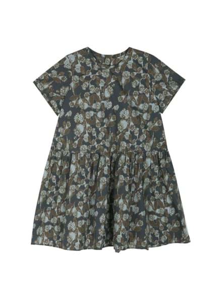 Picture of BLUE / GRAY FLORAL PRINTED DRESS 