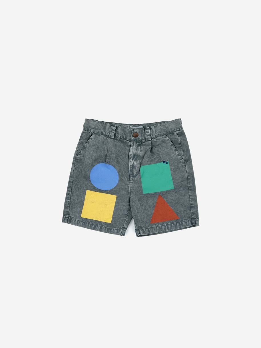 صورة Geometric Color Block Woven Bermuda Shorts
