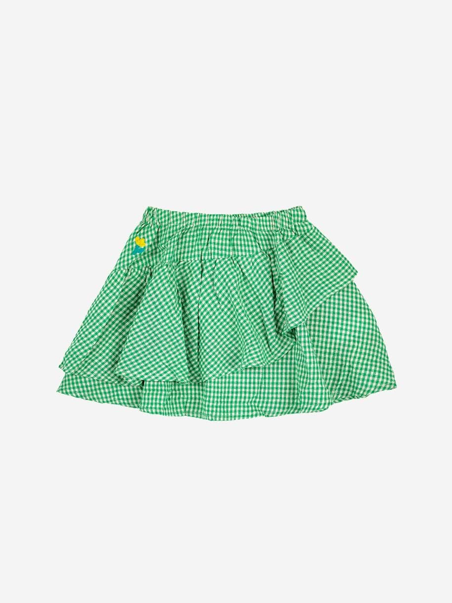 صورة Green Vichy Woven Ruffle Skirt
